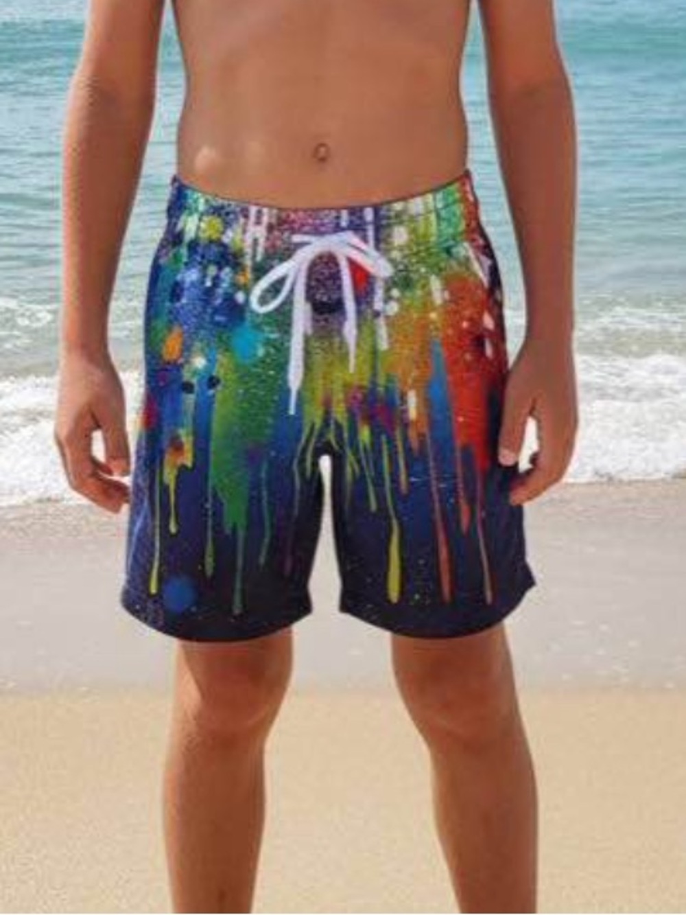 Kids Multicolor Paint-Splash Swim Trunks